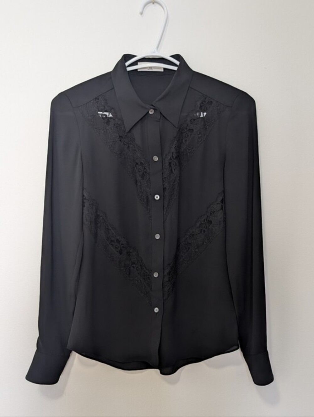 Aritzia Babaton Black Lace Dressy Blouse Goth Chic Romantic Office Siren  - XXS